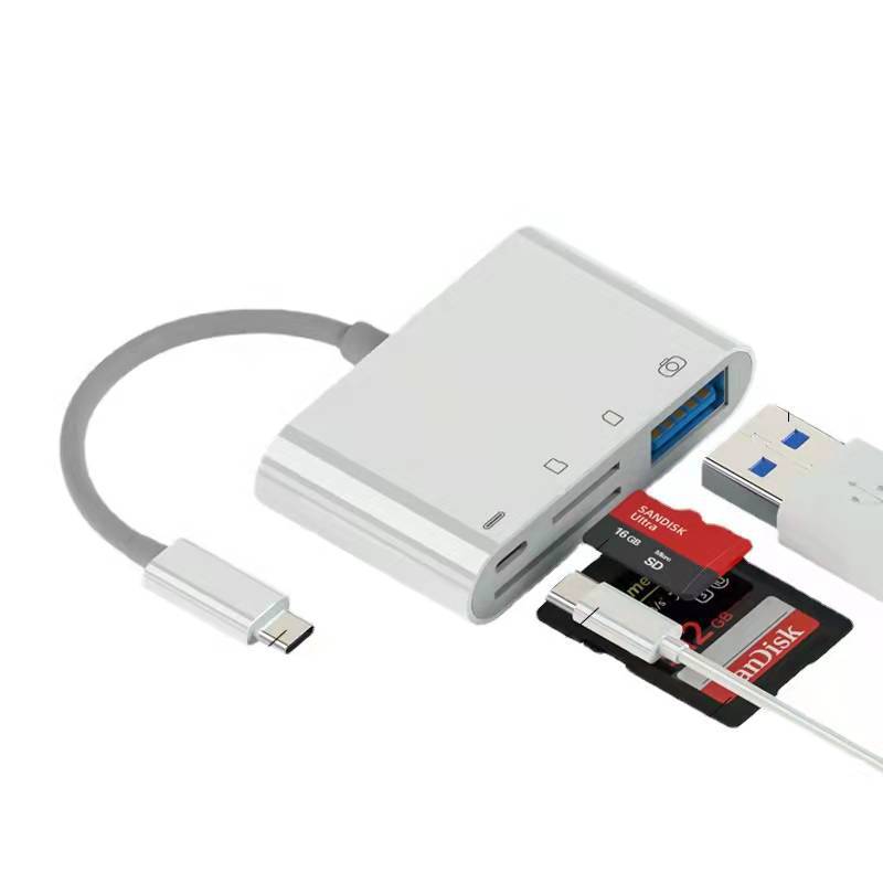 Four-in-one multi-functional card reader type-c docking station, high-speed 3.0usb to tf sd converter, all in one Item Picture