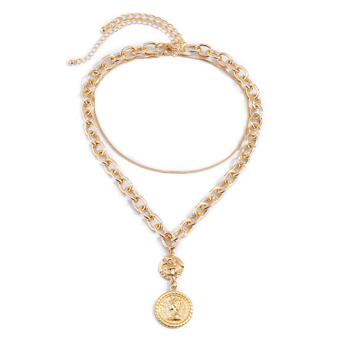 Punk hip-hop hollowed-out cross chain combination necklace, retro human figure tag, simple snake bone chain, European and American cross-border accessories Application Scenario