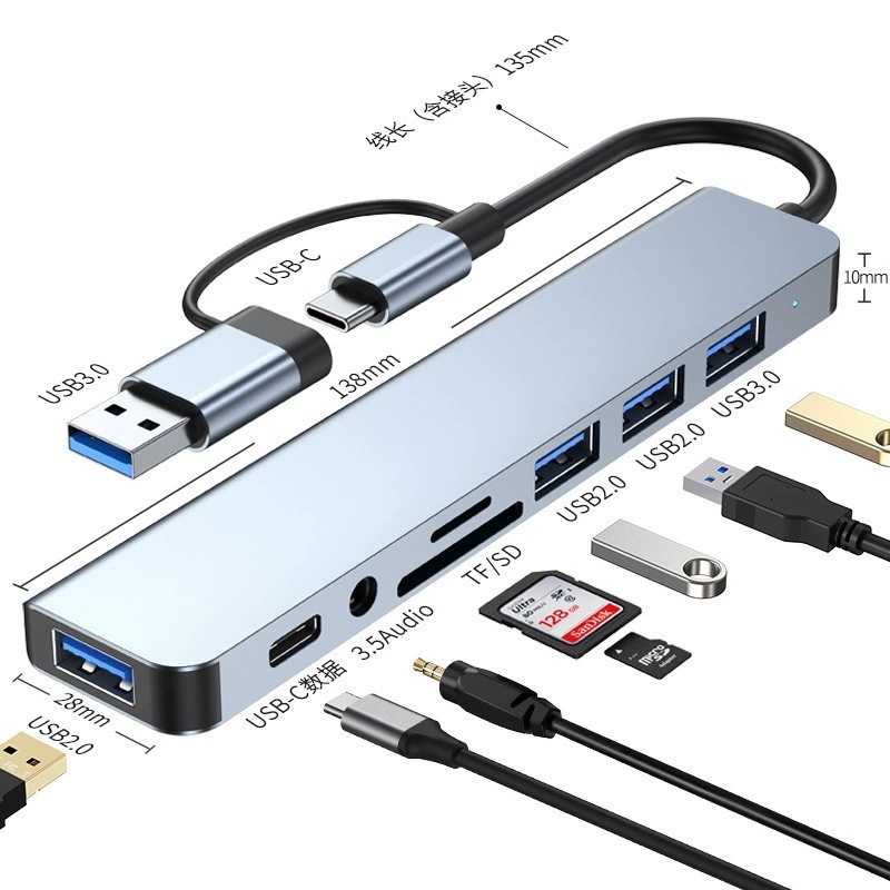 Type-c expansion usb splitter, multi-interface hdmi network cable adapter, computer converter, five-in-one docking station details Picture