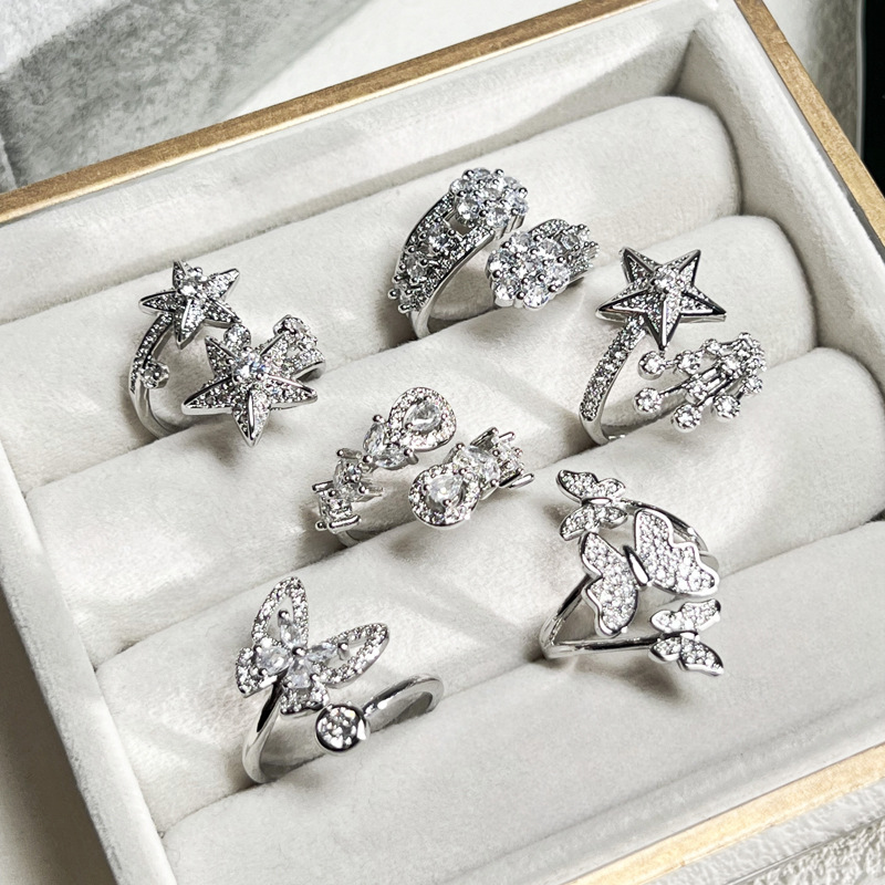 Cross-border micro-set super fairy full diamond dazzling butterfly ring, escaping princess, niche fashion, heavy industry, high-end and versatile ring details Picture