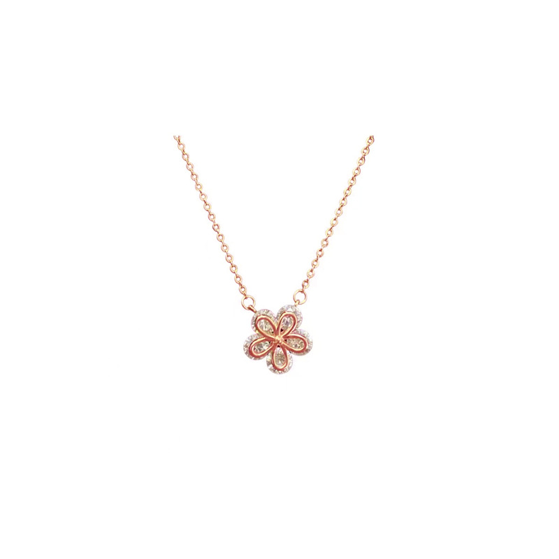 "Flower Language" Sparkling diamond flower necklace features a light luxury and niche design. It is a simple and elegant collarbone chain with a pendant feel Item Picture