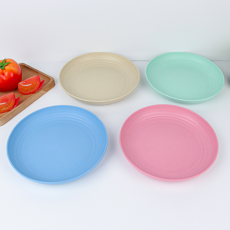 Wheat straw 20cm dinner plates, Amazon plates, round plates, vegetable plates, anti-drop and durable fruit plates, cross-border manufacturer wholesale Specification drawing
