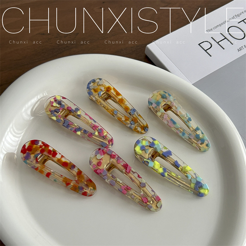 Girlish Hyuna colorful hair clips, retro forest-style side clips, bangs clips, jelly-colored hair clips, Korean headwear and hair accessories Specification drawing