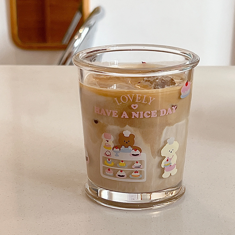Bolimei Dessert House Glass cold brew coffee cup, rabbit water cup, Glass cup, juice cup, drinking cup Specification drawing