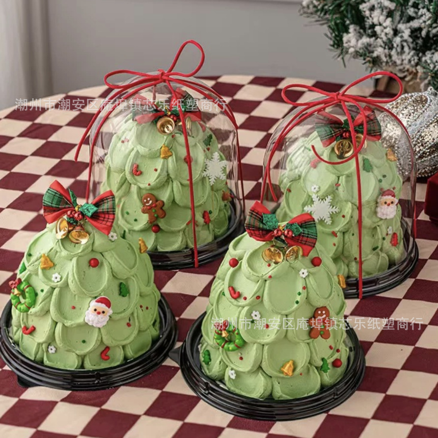 4-inch Christmas cake box, Christmas tree gingerbread man wreath cake decorative item, semi-circular high lid packaging box Application Scenario