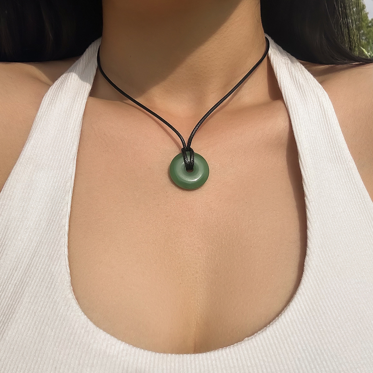 European and American cross-border jewelry, pull-out glass layering, versatile collarbone chain, sweet and cool wax thread design sense, niche necklace Specification drawing