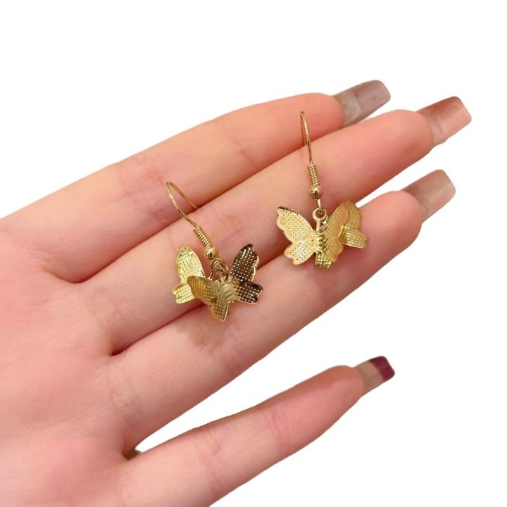 Retro, dynamic and three-dimensional butterfly ear hook earrings, feminine, light luxury, niche design, versatile and simple new earrings Item Picture