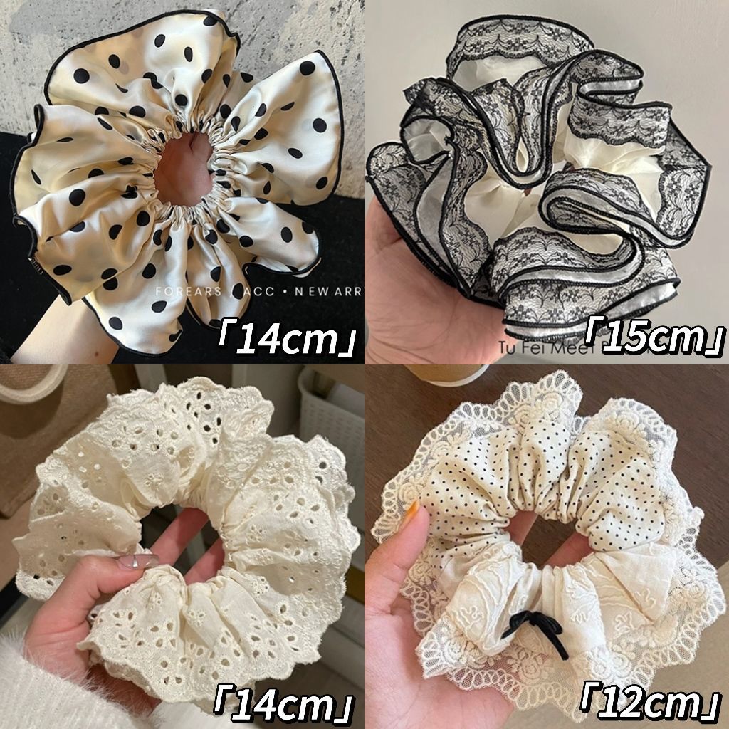Elegant polka dot large intestine hair tie, versatile classic fabric hair band, 2025 bestseller, Chanel-style fashionable headwear details Picture