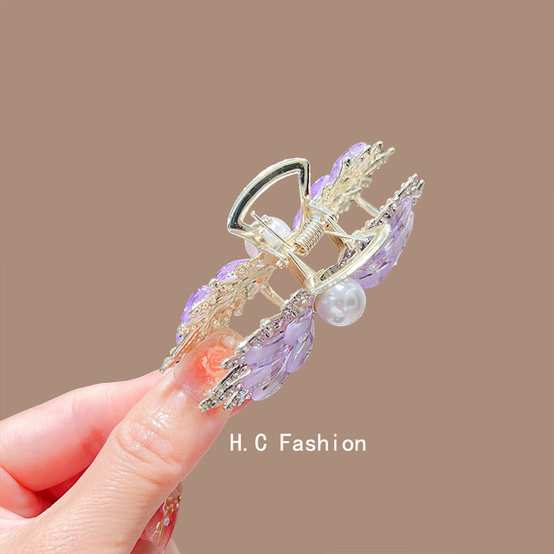 2025 New style fresh and light hair clip, female wheat ear back head clamp, medium-sized clip headpiece, semi-tied hair clip headpiece Specification drawing