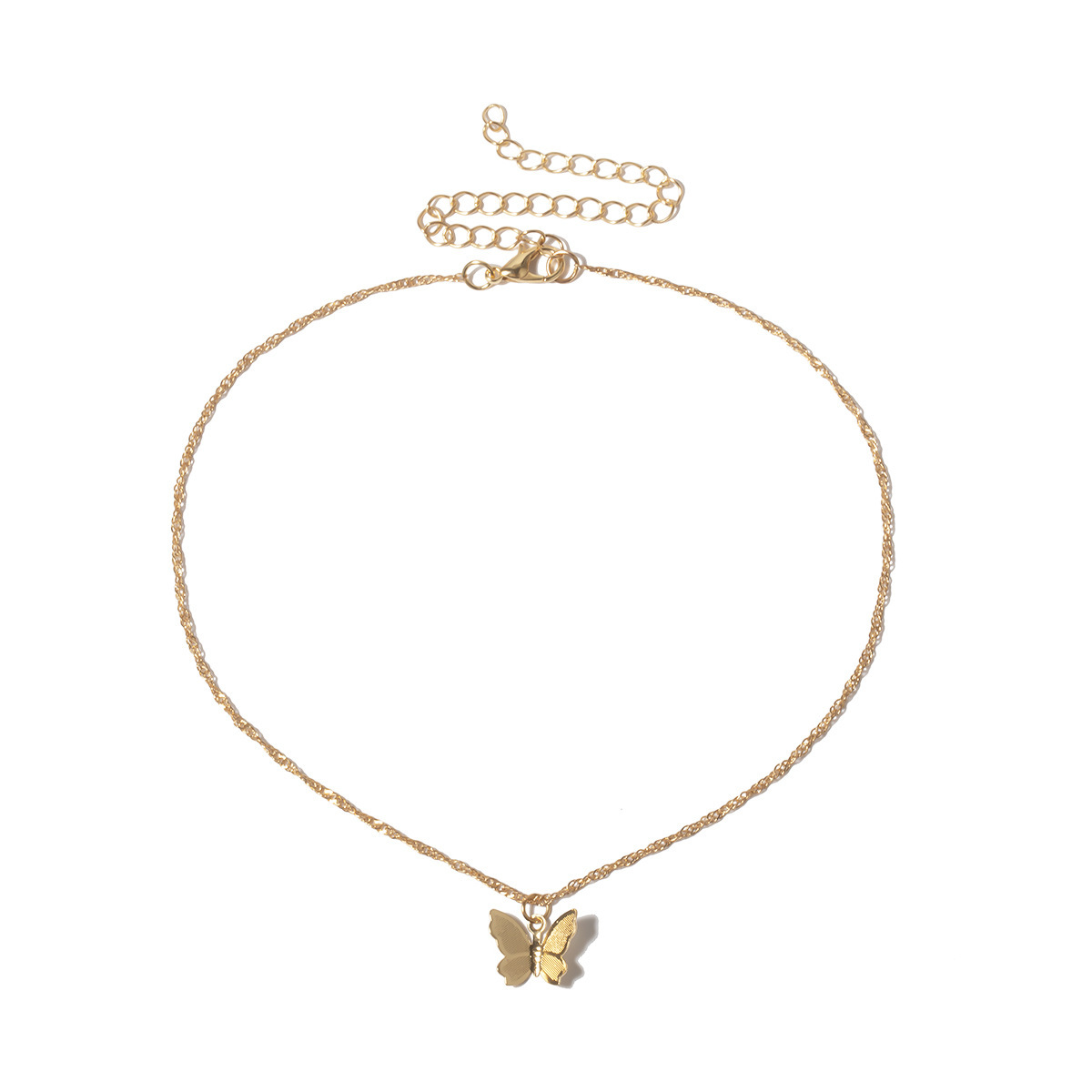 Simple geometric design, versatile cross chain, fashionable collarbone chain necklace, sweet and cool little butterfly spice girl necklace in European and American style Item Picture