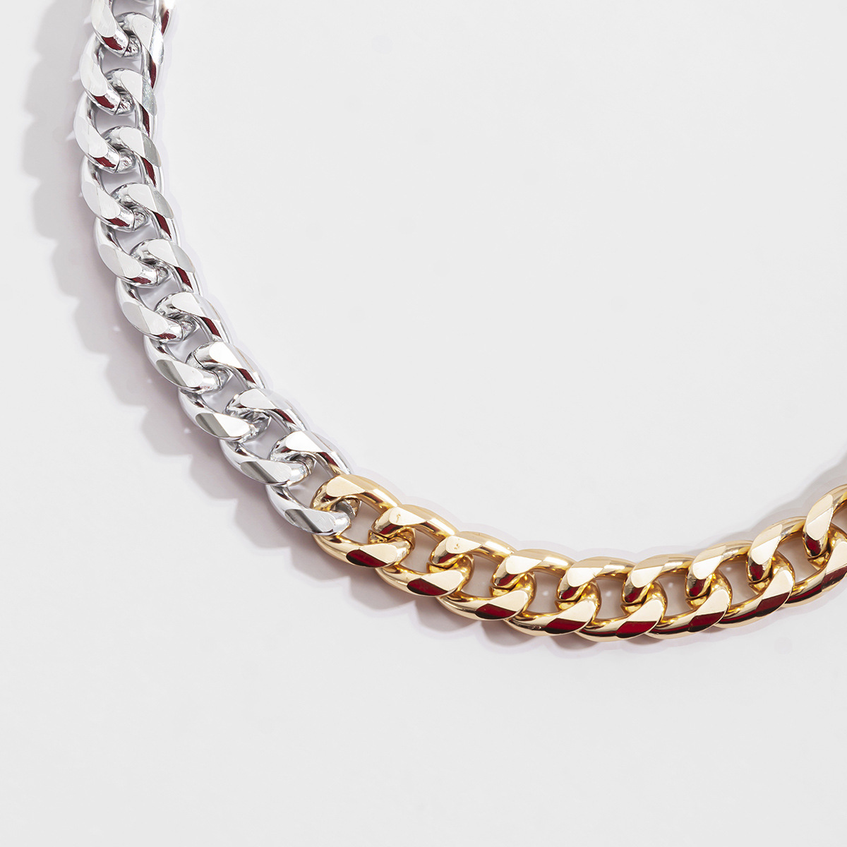 A simple geometric cross-chain necklace from Europe and America, a punk hip-hop trend single-layer mixed-color necklace for women Application Scenario