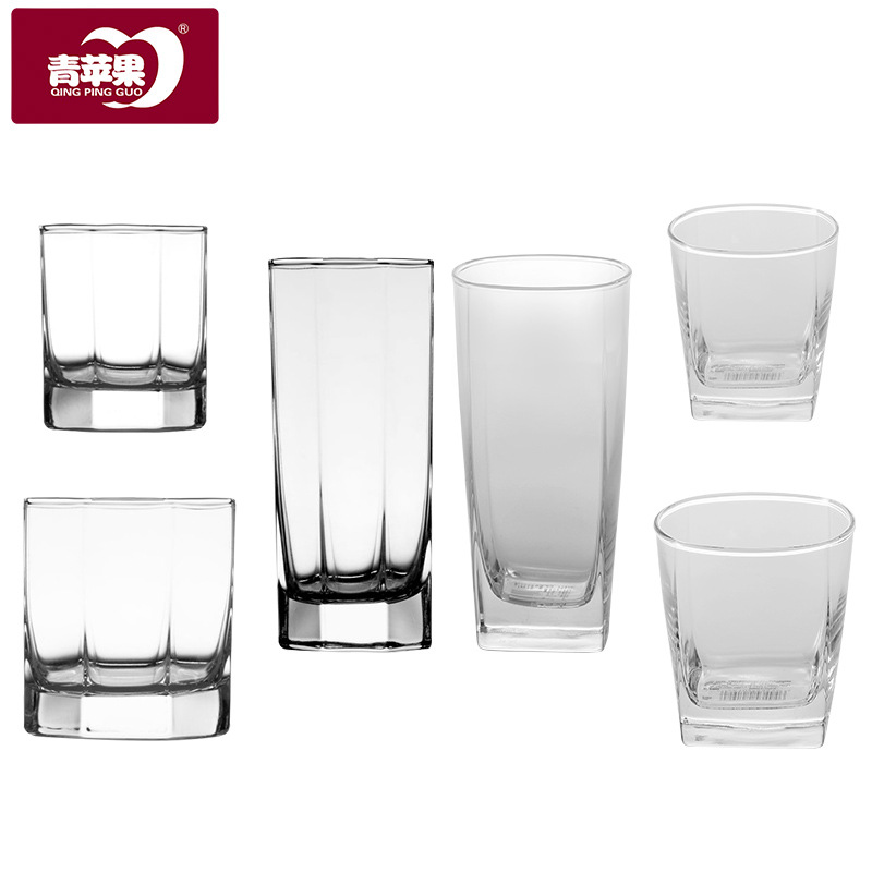 Green apple square cup juice drink cup, Vespa Jiyang wine glass, heat-resistant glass tea brewing cup, beer glass full figure