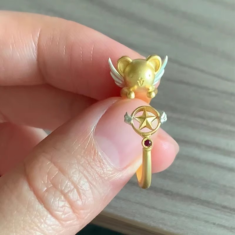 The magical girl Sakura and Ko ring is a simple, versatile, sweet, cute and cartoonish high-end ring for women on Instagram Item Picture