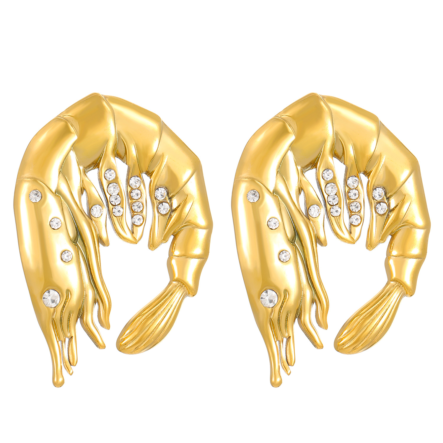 European and American cross-border exaggerated and personalized stainless steel earrings, women's creative shrimp leg sun bow stud earrings, high-end earrings Item Picture