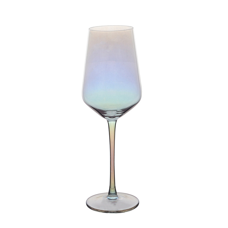 Wholesale of household high-appearance-level seven-color red wine glass sets and commercial crystal glass dazzling high-footed wine glasses Item Picture