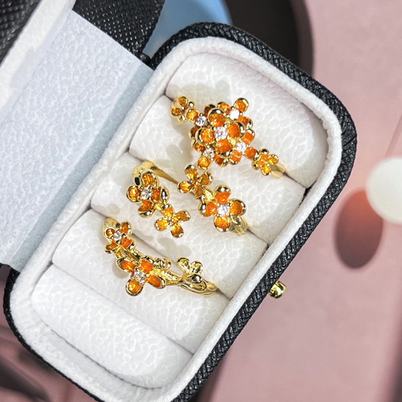 The exquisite and retro laurel goddess light luxury ring for women, with a niche and cold style, exudes a sense of high-end osmanthus and is a versatile ring trend Specification drawing