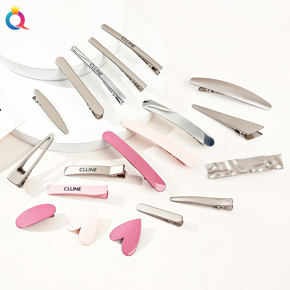 Qiyue Cross-border high-end, cold style bangs, versatile, side clips for broken hair, duckbill clips, hair accessories for women wholesale full figure