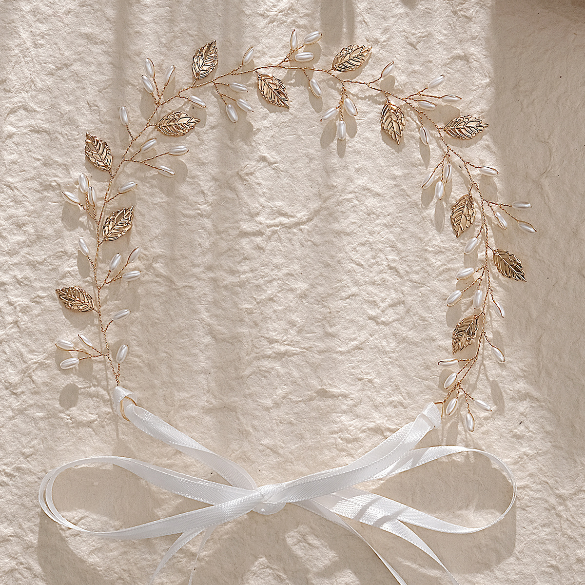 Amazon European and American simple bride headwear, forest fairy style hand-woven pearl hair band, bridesmaid children's hair accessories full figure