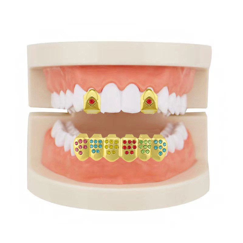 European and American hiphop glossy single piece with diamond sleeve decoration hip-hop braces, color diamond set, Christmas decoration color diamond braces full figure