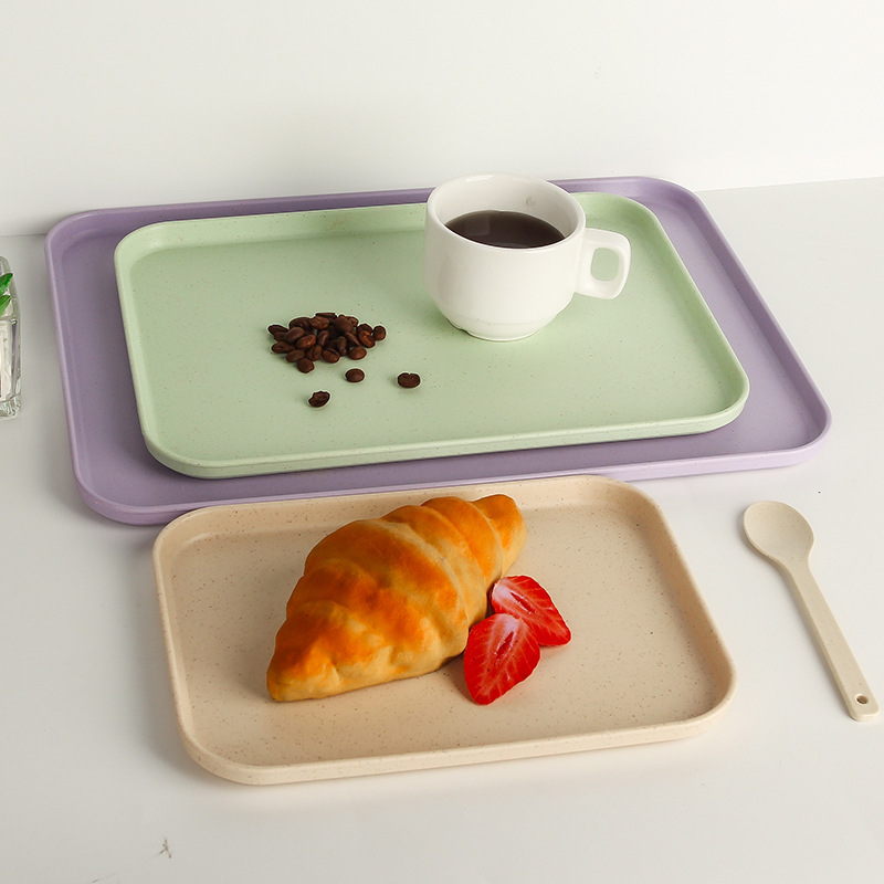 Amazon wheat pp rectangular tray, fruit plate, plastic dinner plate, hotel restaurant, high appearance level, Nordic-style plate details Picture