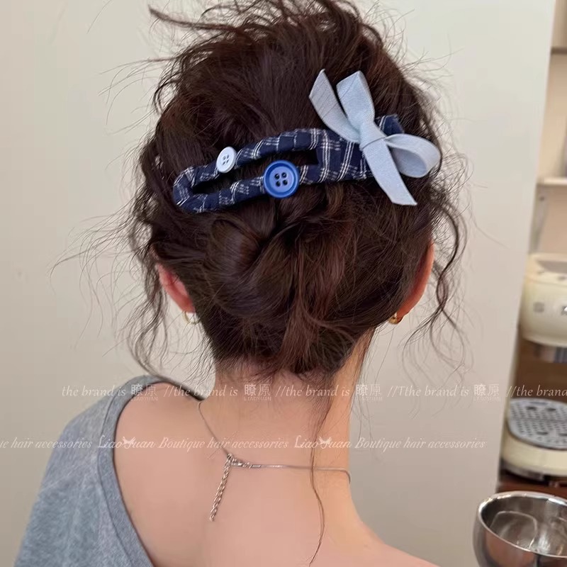 Cute bow hairpin at the back of the female head, high-end updo, duckbill clip, large scratch clip, 2025 new style headwear for women full figure
