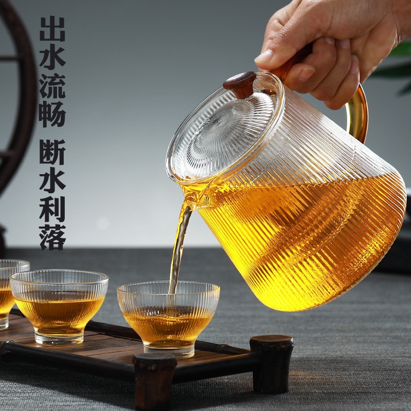 Heat-resistant glass teapots, high borosilicate glass teapots, red teapots, green teapots, flower teapots, household kettles, brewing kettles details Picture