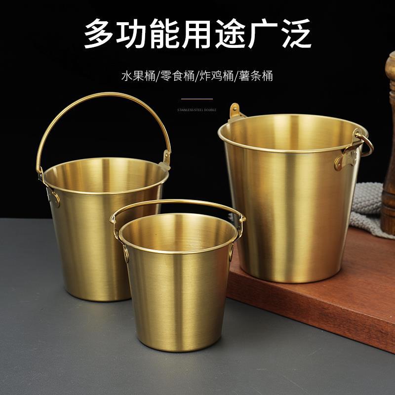 304 stainless steel creative handle bucket, ice bucket, snack bucket, French fries, fried chicken bucket, food bucket, fried seafood handle bucket Specification drawing
