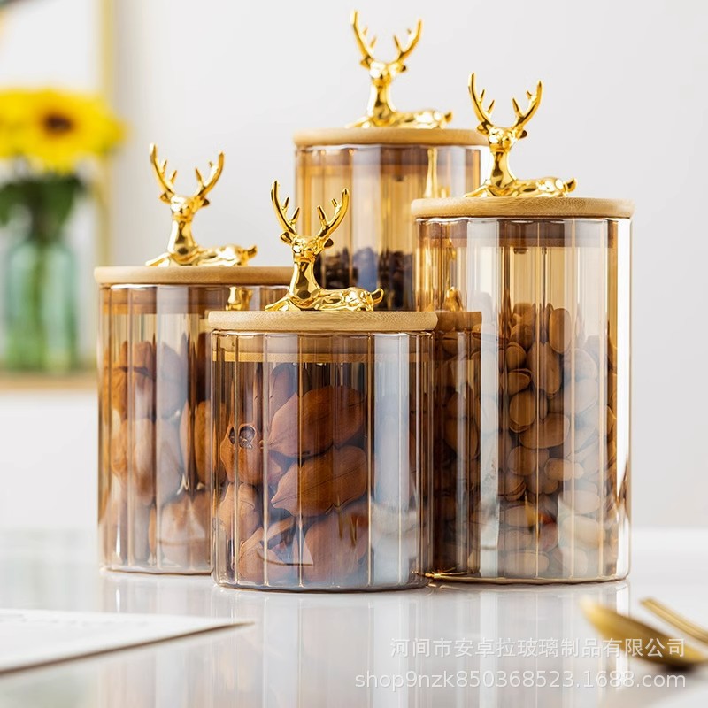 Customized Deer head high borosilicate glass jars, Nordic-style food-grade household jars with LIDS, moisture-proof and mold-proof for grains and cereals Application Scenario