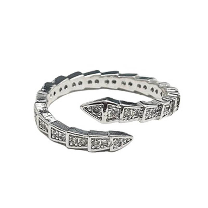 A light luxury and high-end snake-shaped full diamond ring bracelet set, versatile and fashionable for women, with a simple and elegant style, exquisite index finger ring Item Picture