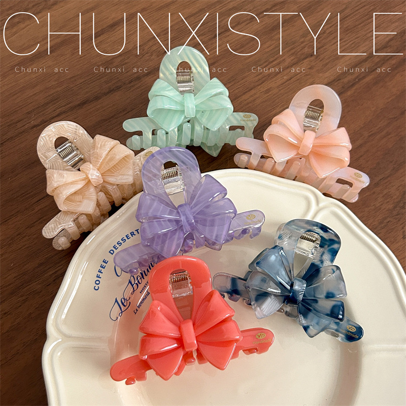YD High-end Accessories: New French three-dimensional three-layer bow acetate shark clip, sweet and cute Korean version hair clip full figure