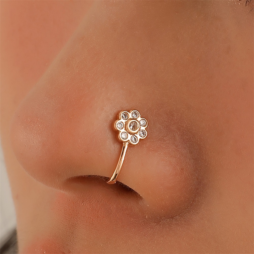 Cross-border European and American non-perforated U-shaped nose clip puncture accessories, fashionable and creative butterfly flower snake-shaped nose ring artificial nose ornaments Specification drawing