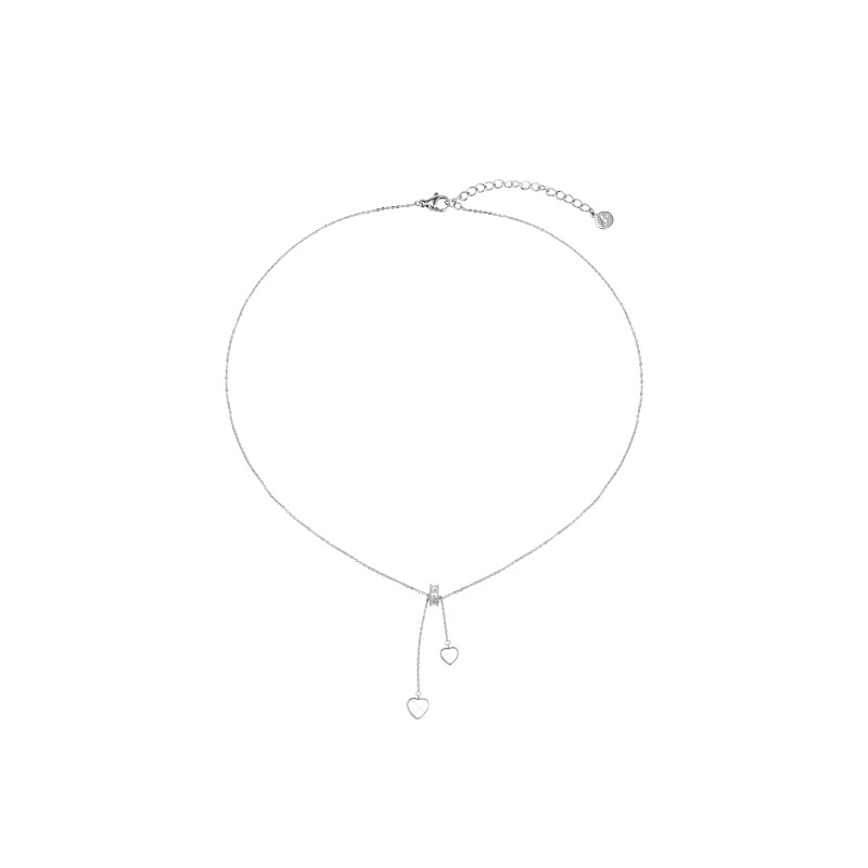 Shell heart necklace, summer tassel collarbone chain for girls, light luxury and niche design accessory, titanium steel neck chain Item Picture