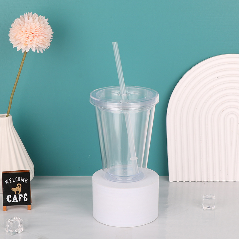 【 Processing and Customization 】 It can be equipped with sequined glitter color cold drink juice cups, transparent tape flat LIDS, double-layer straw cups details Picture