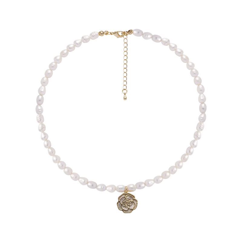 Natural pearl flower necklace, French light luxury cross-border women's sweater chain wholesale, high-end gift, trendy necklace, exquisite Item Picture