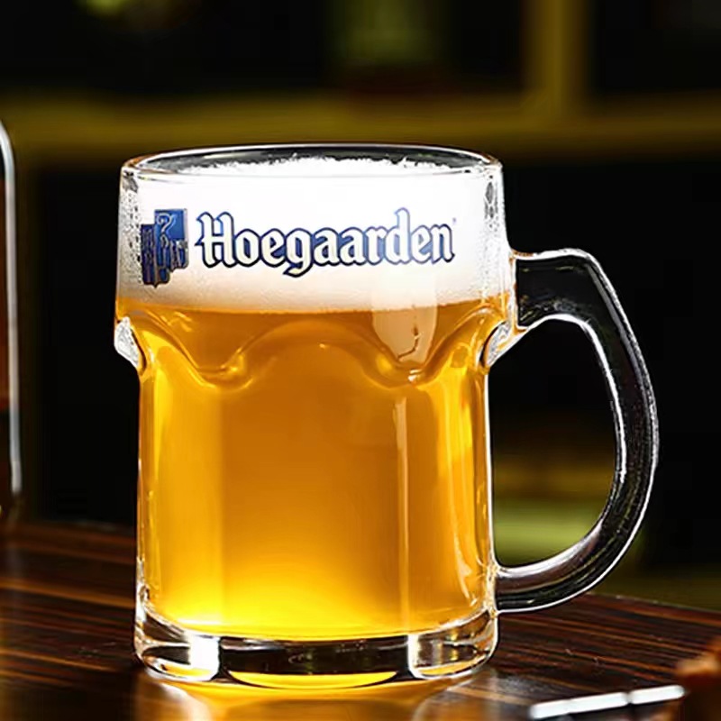 Thickened glass with handle, creative large-capacity 1-liter draft beer cup, 500ml cup, Foga White Hero Cup full figure