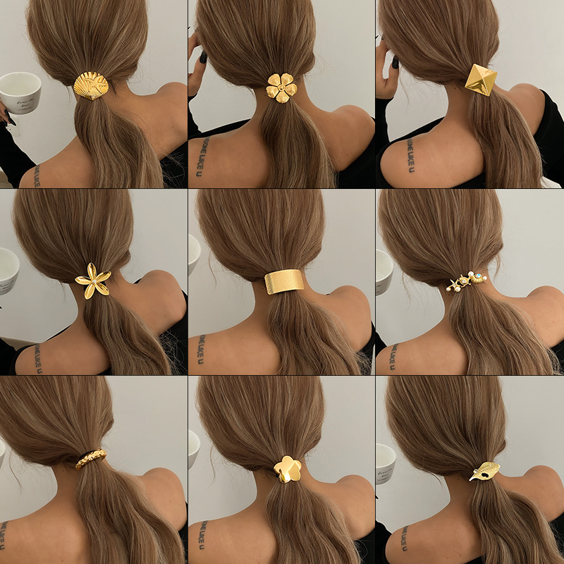 European and American cross-border jewelry, high-end geometric ponytail hair accessory, new personalized hair band design sense, elegant hair accessory full figure