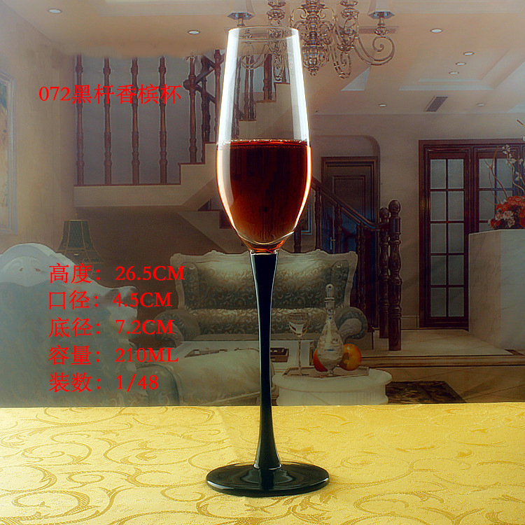 Handcrafted glass highball glass, original color black stem champagne glass, factory direct sales, flute champagne glass, glass cup details Picture