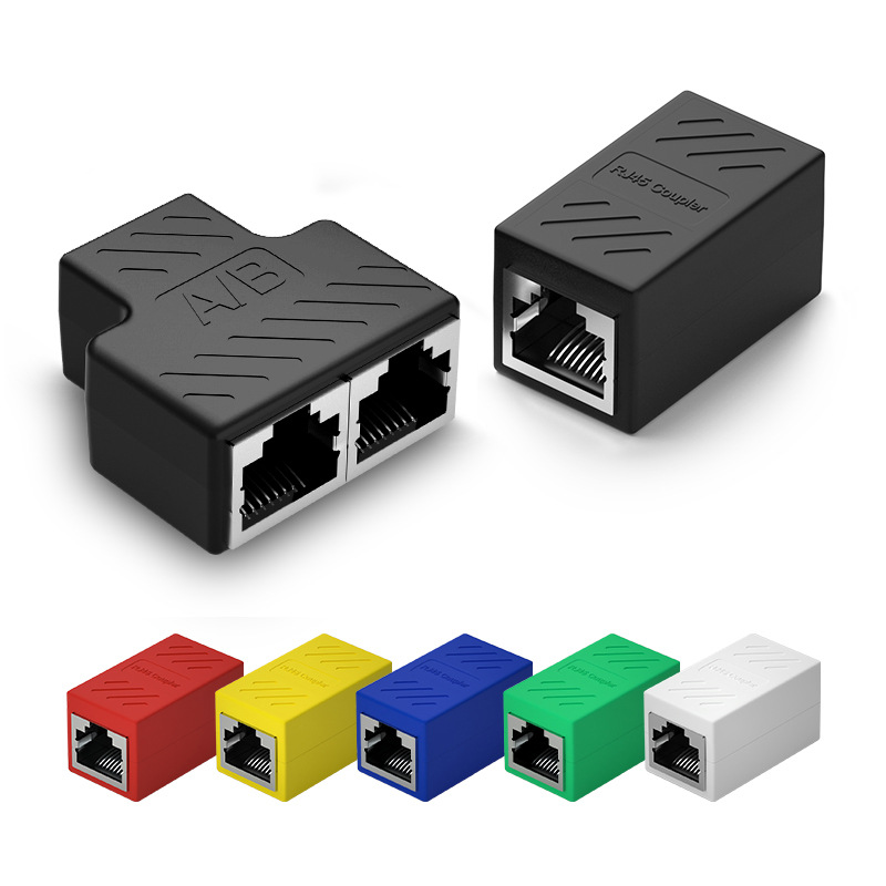 The network cable connector adapter, switch to the network waterproof straight-through head, one split two extension three-way connection, and connect the network cable splitter Item Picture
