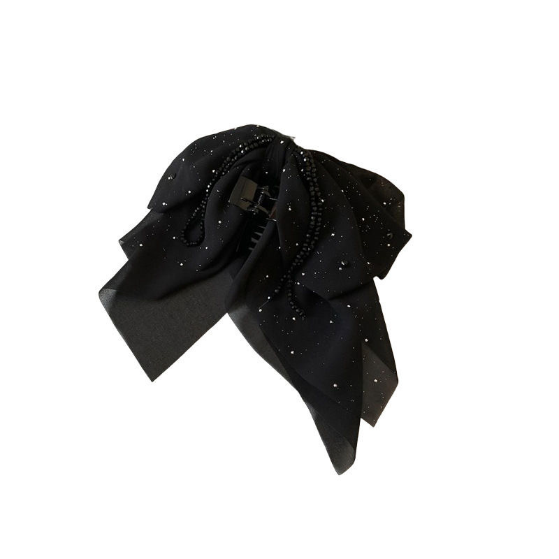 Korean-style multi-layer bow ponytail clip, starry sky pendant hair clip, half hair clip at the back of the head to show hair volume, shark clip Item Picture