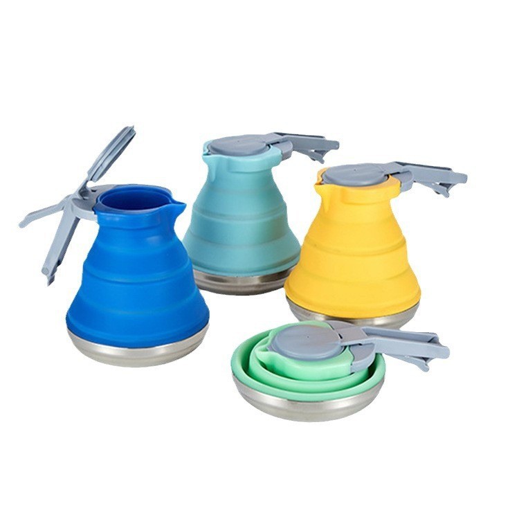 Outdoor creative portable foldable silicone water kettle 1500ml large-capacity travel, camping and picnic water kettle full figure