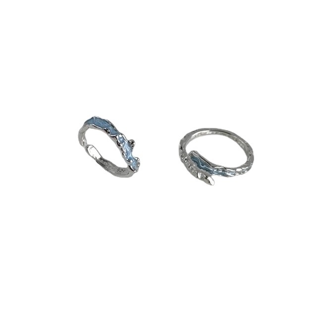 A high-end mint color irregular texture open ring, a light luxury and niche design for women, a fashionable and individual couple ring Item Picture