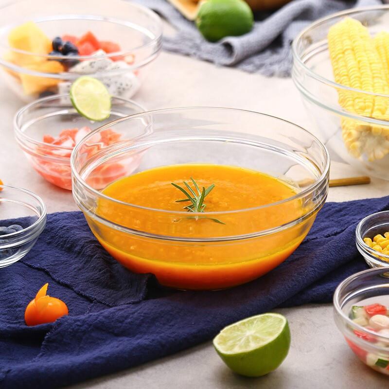 Lemeiya tempered glass bowl, transparent heat-resistant salad bowl, eating rice bowl, dessert bowl, home baking noodle bowl, microwave oven Specification drawing