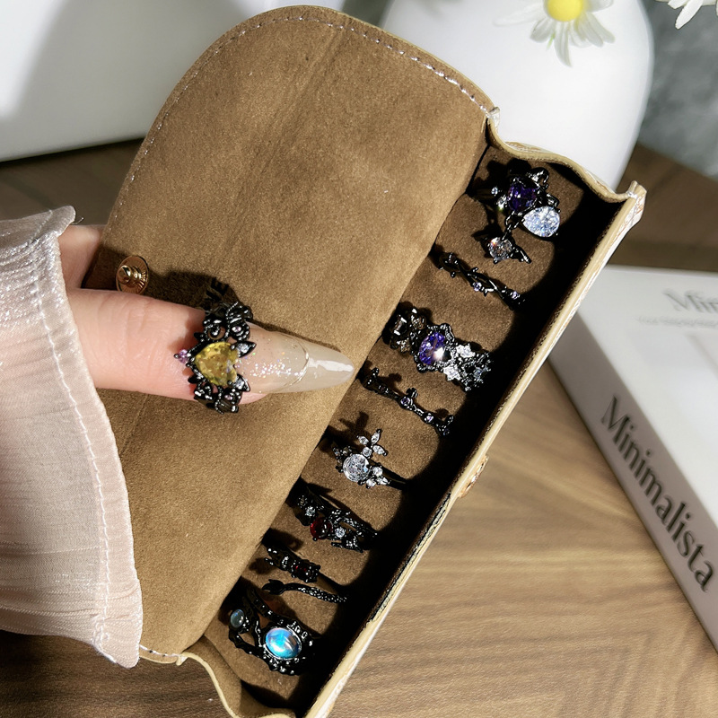 Sweet and cool spicy girl style dark series open ring, female androgynous style geometric heart personality punk high-end sense ring details Picture