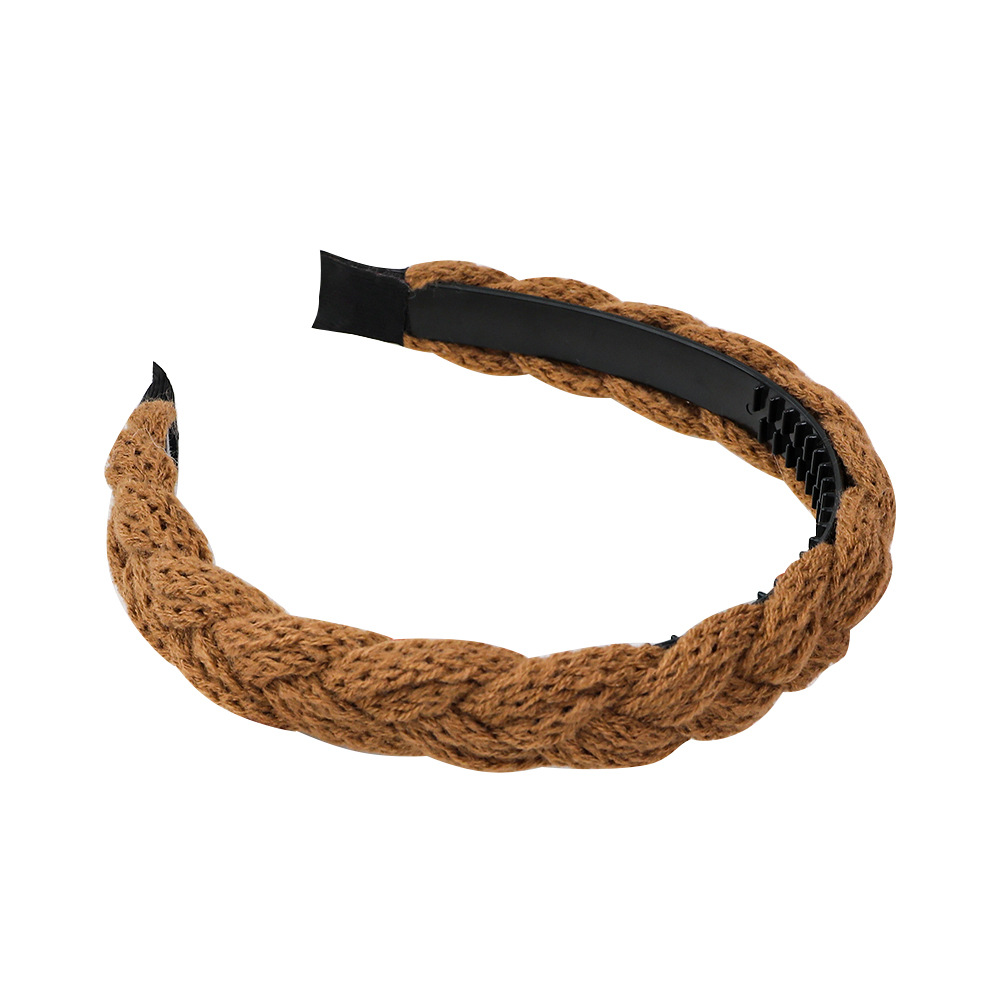 Qiyue Cross-border Autumn and Winter thick wool hair Band, Korean fashion retro braided hair band, hair hole accessories for women Item Picture