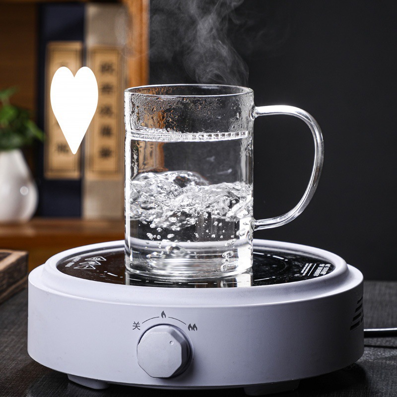 Crescent-shaped glass water cup, large-capacity tea water cup, office separation and filtration tea brewing cup with handle, glass water cup full figure
