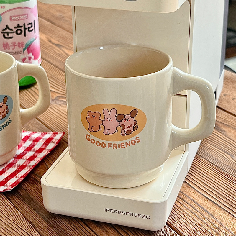 2024 New InS-style student cartoon ceramic mugs, breakfast milk cups, couple coffee cups, gift water cups Specification drawing