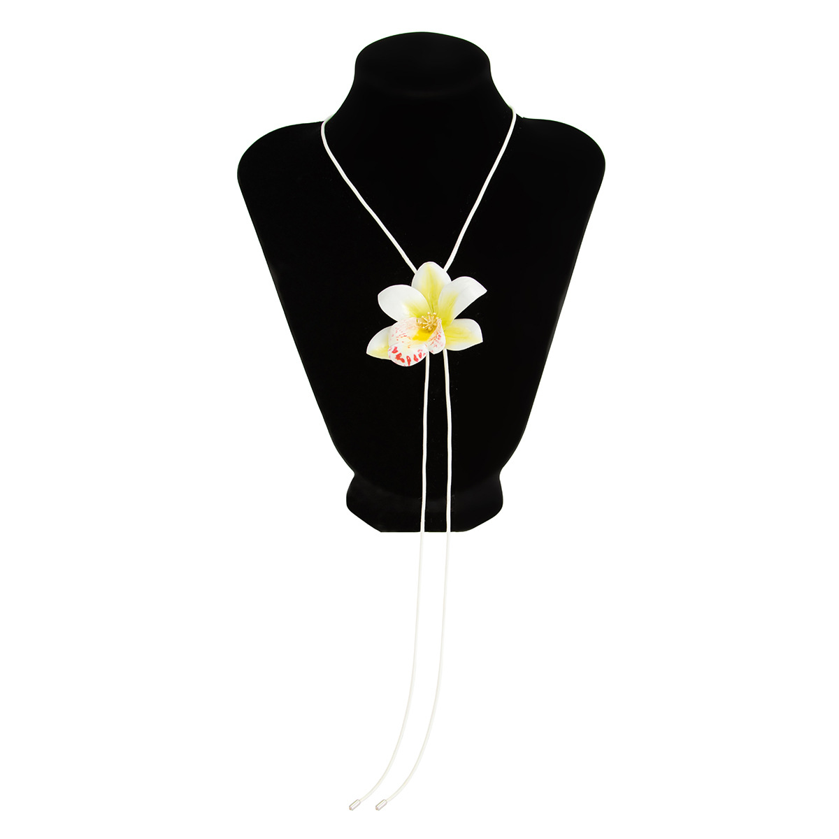 European and American cross-border jewelry, ins sweet style three-dimensional flower leather wax thread necklace, simple and fashionable fabric flower earrings Item Picture