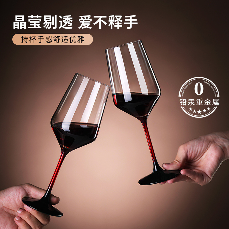Cold-cut crystal glass colored rod Bordeaux red wine glasses, white grape glasses, sparkling wine glasses, champagne glasses, highball glasses, restaurant full figure