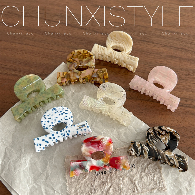 Korean-style acetate grappling clips for girls, shark clips on the back of the head, ponytail, niche semi-tied hair, high-end and versatile hair accessories Specification drawing