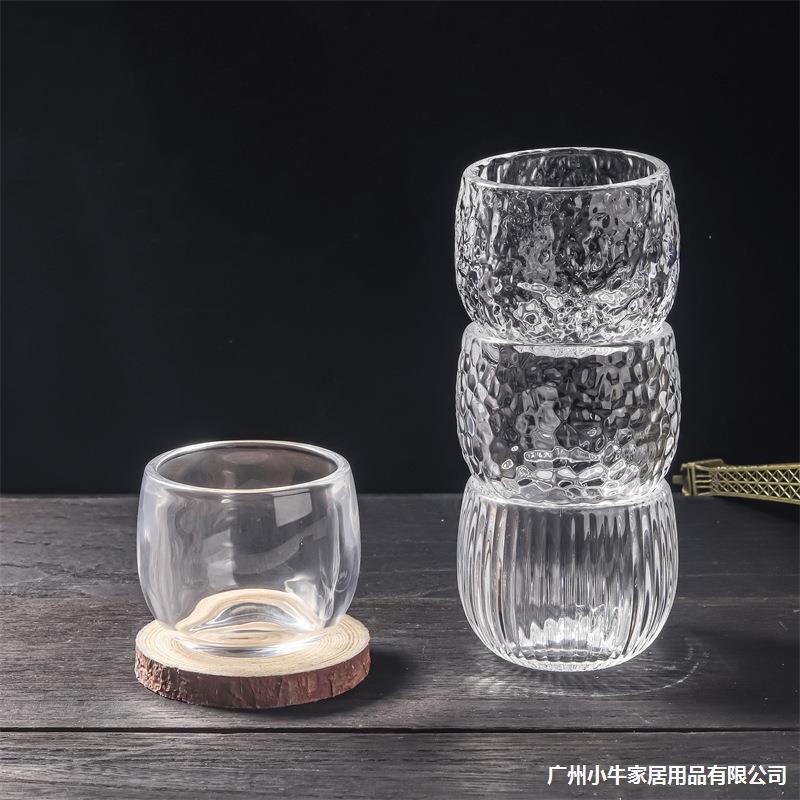 High-end glass cup with hammer pattern, owner's cup, not hot to the touch, personal thickened cup, health-preserving Chinese cup 100ml Application Scenario